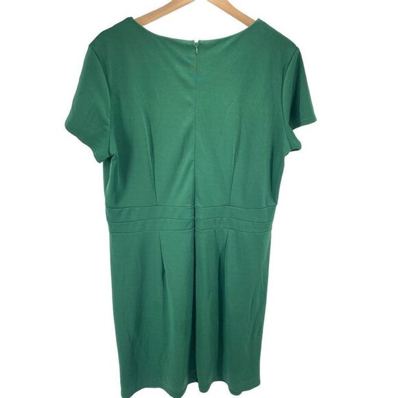 Acevog Womens Shift Dress Knee Length Pleated Cotton Stretch Green XXL - Picture 2 of 13